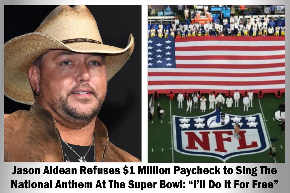 Jason Aldean Refuses $1M Paycheck To Sing The National Anthem at the Super Bowl: “I’ll Do It For Free”