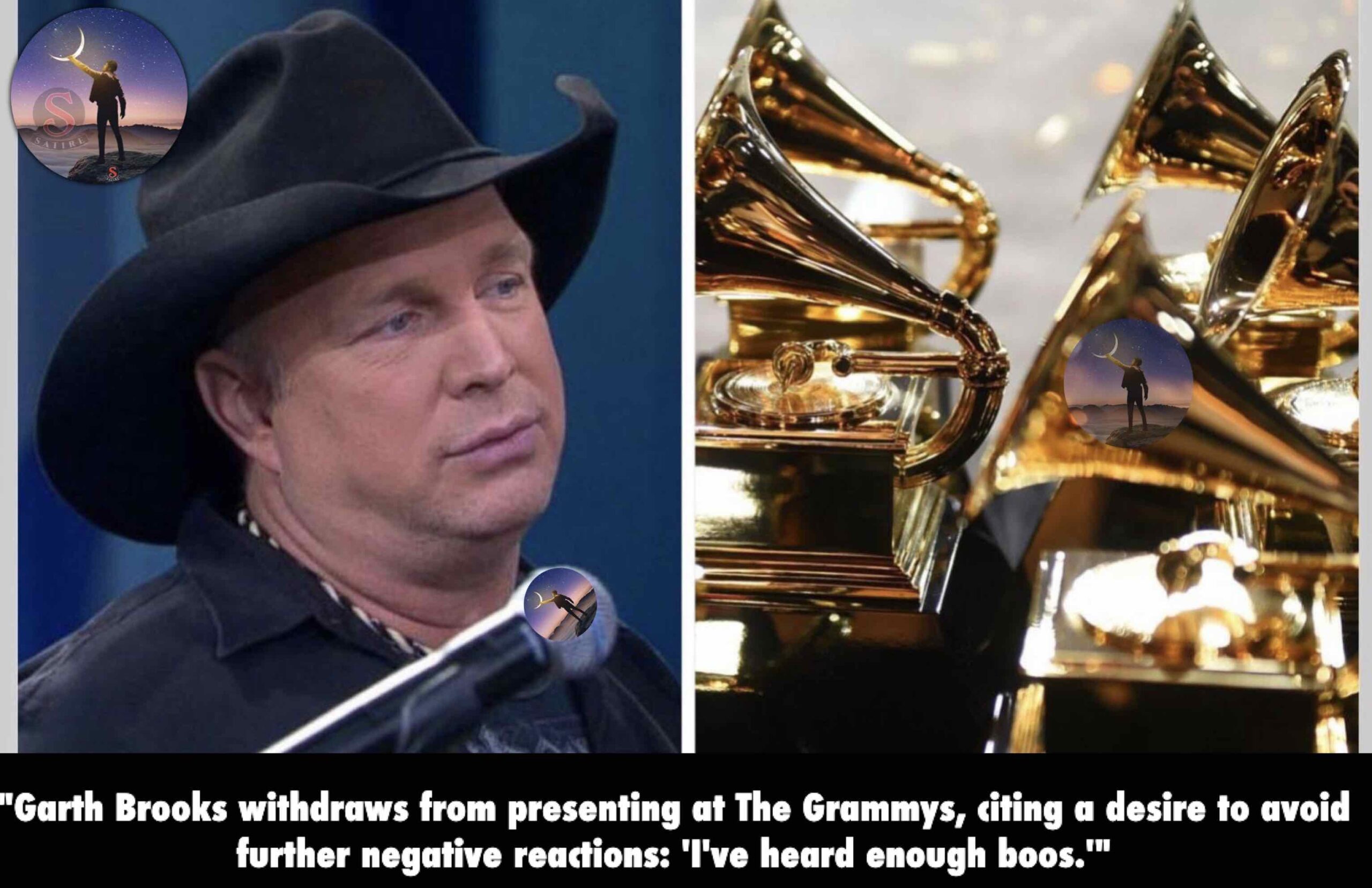 “Garth Brooks withdraws from presenting at The Grammys, citing a desire to avoid further negative reactions: ‘I’ve heard enough boos.'”