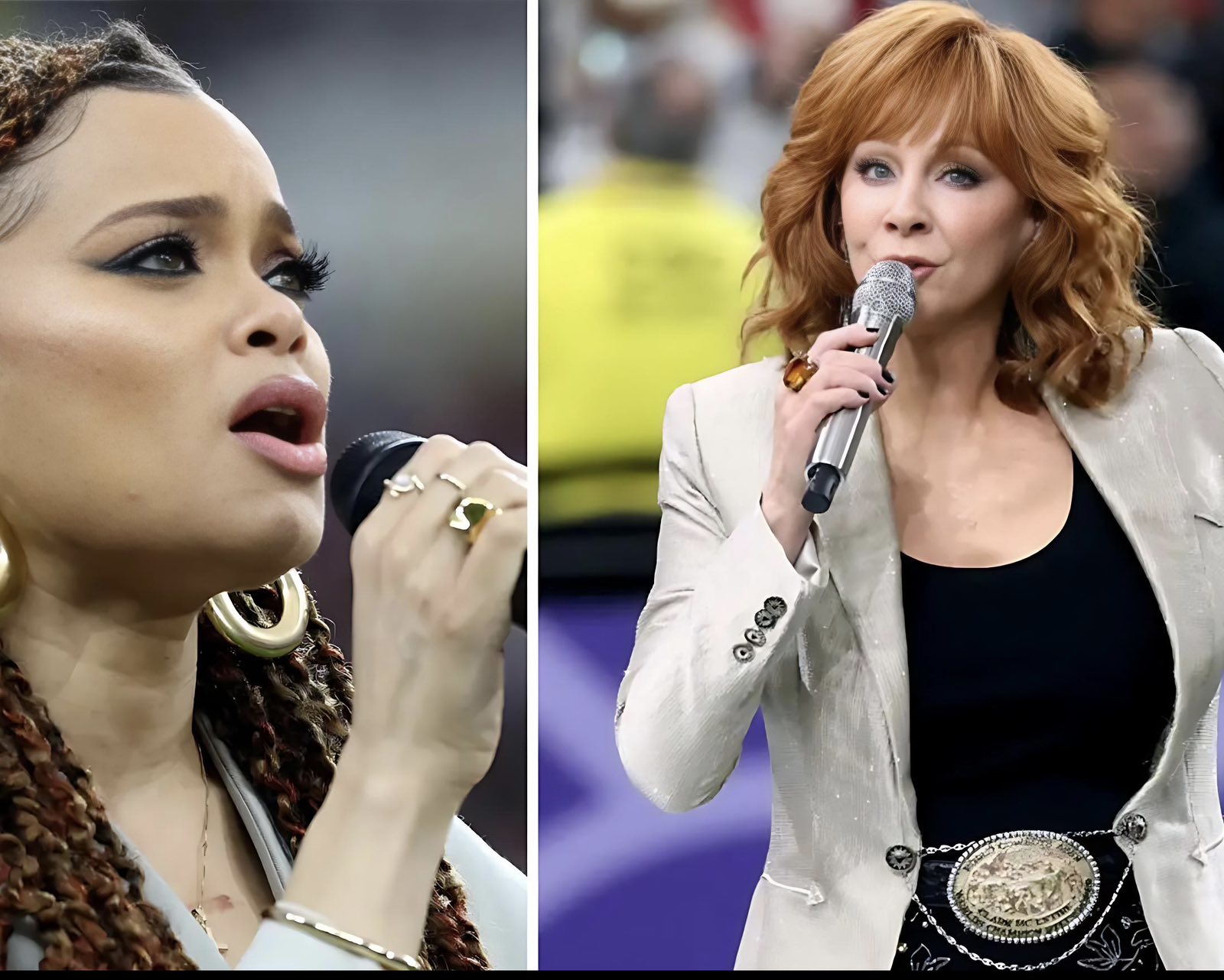Fans cheered Reba McEntire’s rendition of the national anthem but booed Andra Day’s performance of the Black national anthem at Super Bowl LVIII.