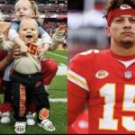 Brittany Mahomes looks stunning as she shares adorable photos of her children cheering on her husband, Chiefs quarterback Patrick Mahomes, at the Super Bowl.